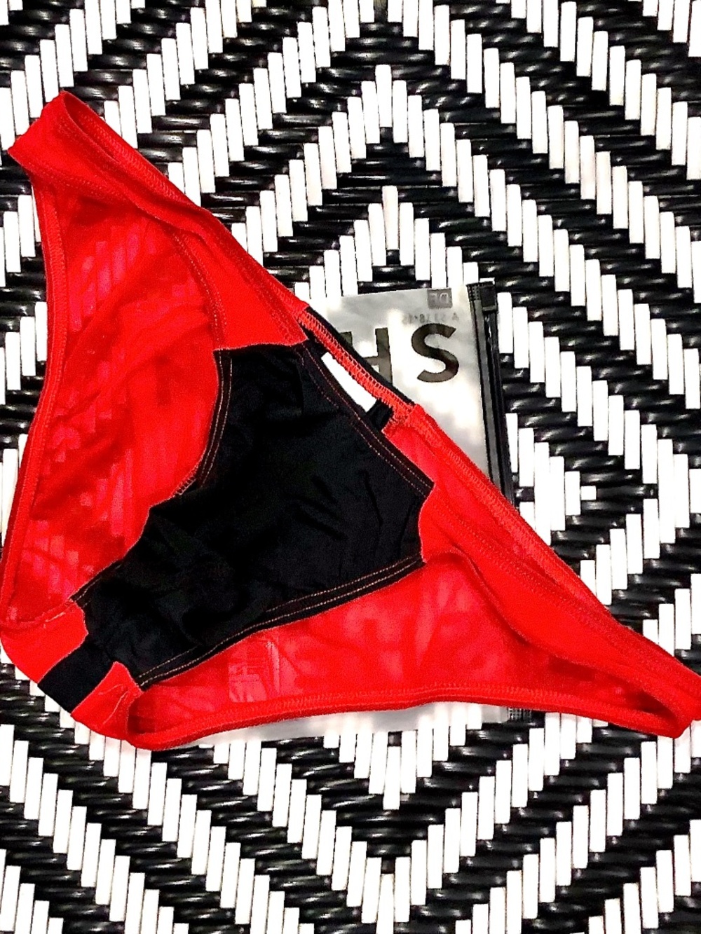Shein New Mens Red And Black Semi-Sheer Brief Underwear - Picture 7 of 14